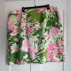 Floral Green and Pink Talbots Skirt